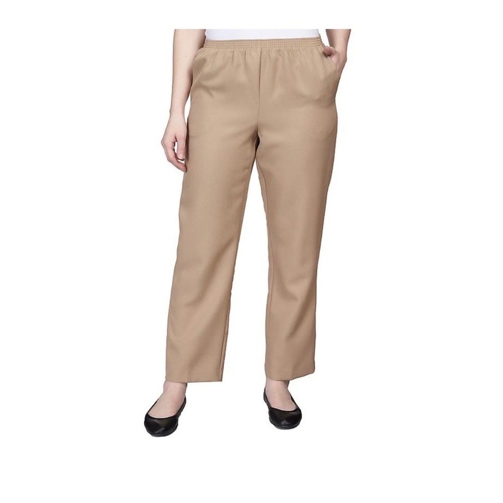 Alfred Dunner Classics Tan Pull On Pants Proportioned Short Petite 16P NWT